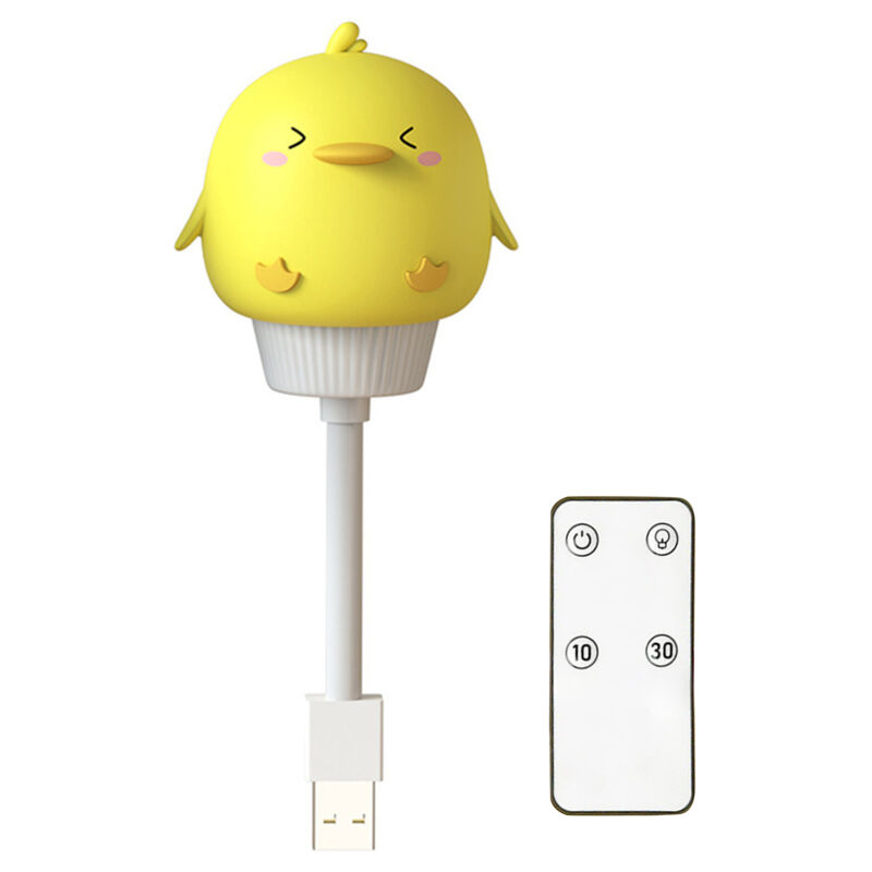 Mini veilleuse LED USB flexible avec télécommande, lampe de lecture portable, motif lapin/ours/chat/canard mignon, intensité variable, 3 niveaux de