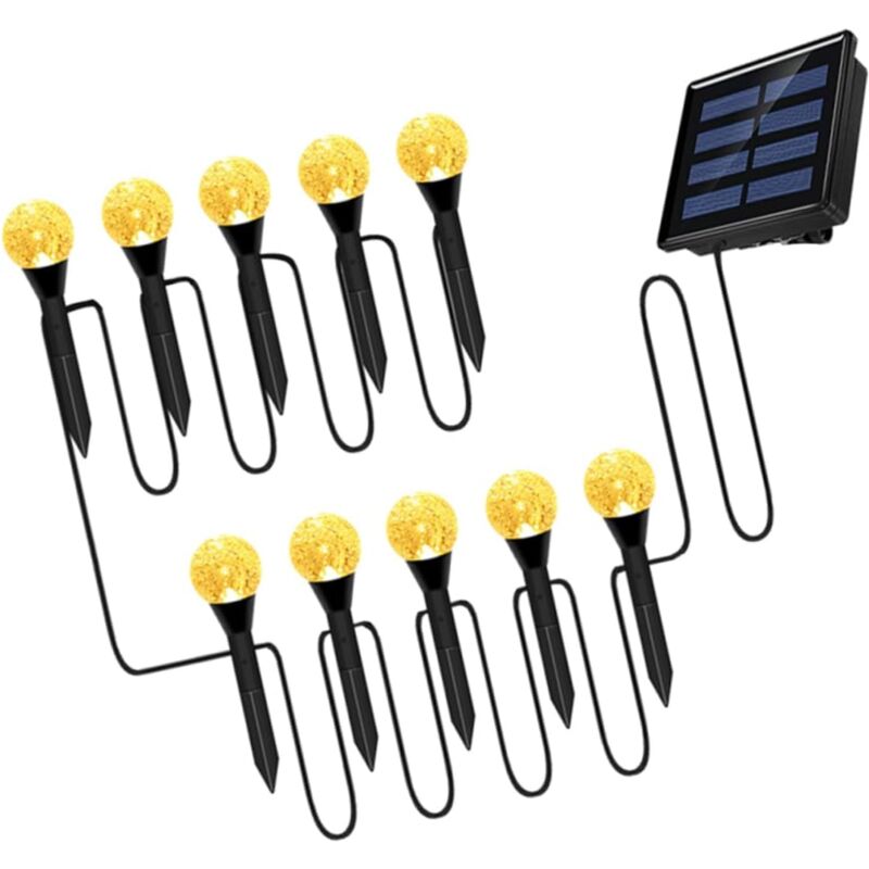 Lot de 10 Lampes Solaires Décoratives pour Pelouse - Lanternes Suspendues Étanches IP44 - Éclairage Jardin/Paysage - Auto-On/Off - Blanc Chaud 3000K
