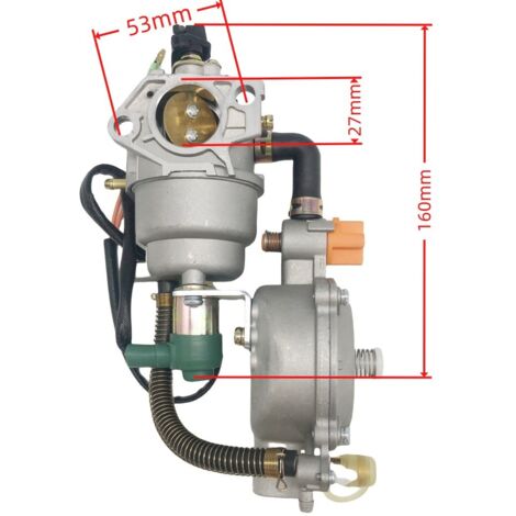 Carburateur pour groupe électrogène bicarburant compatible avec les systèmes essence/GPL GX390, GX340 et 188F (5-8 kW, référence 505-037).
