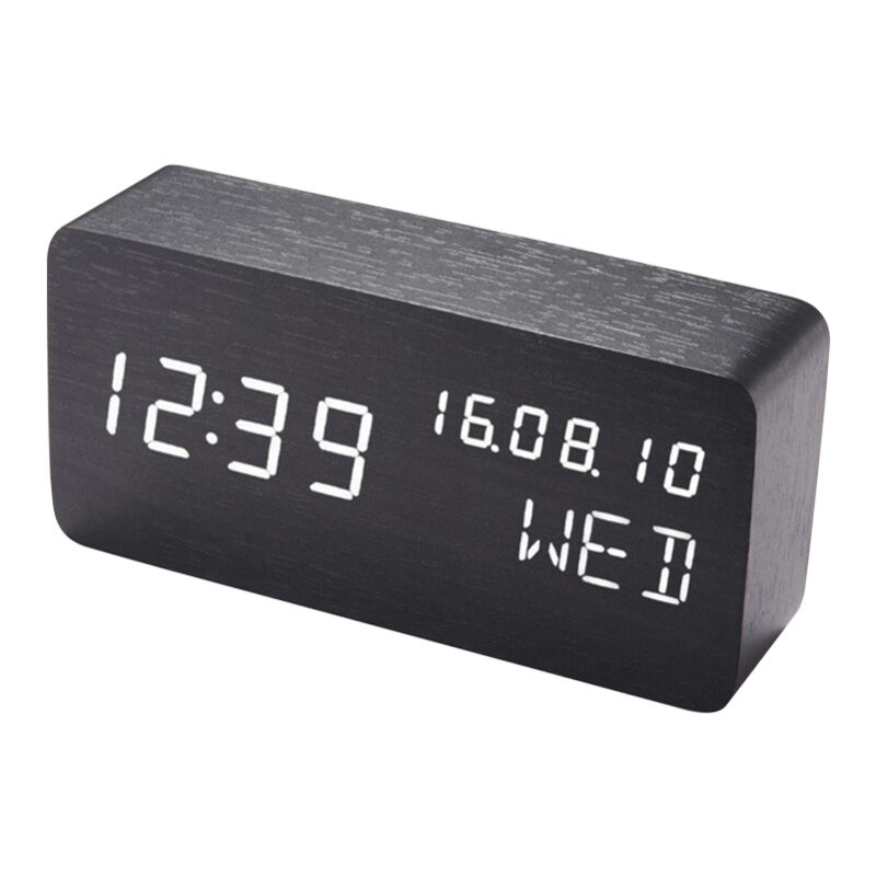 GTA - lifcausal Réveil en Bois Intelligent avec Commande Vocale - Horloge Numérique led pour Chambre avec Affichage Date/Température Réglable et 3