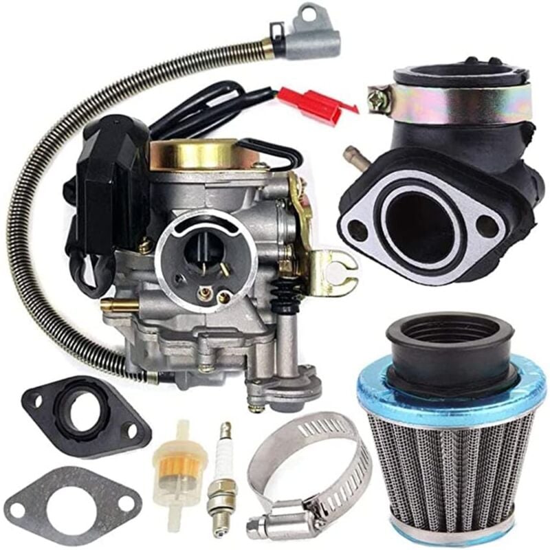 Crea - Carburateur pour scooter 139QMB GY6 50CC 49CC quatre temps, adapté au moteur carburateur 18 mm + collecteur d'admission