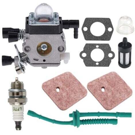 Carburateur pour Stihl Débroussailleuse FS38 FS45 FS55, Kit de Carbu avec Joints, Tuyau, Bougie d'allumage, Filtre à Air et Filtres à Essence