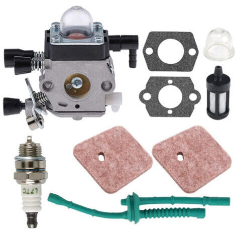 Carburateur pour Stihl Débroussailleuse FS38 FS45 FS55, Kit de Carbu avec Joints, Tuyau, Bougie d'allumage, Filtre à Air et Filtres à Essence