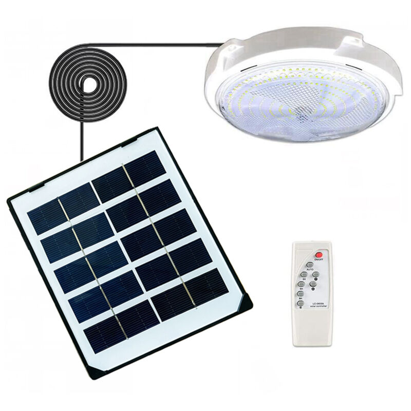 Plafonnier solaire 45 W 50 LED, éclairage d'intérieur, luminaire décoratif pour couloir, allée, capteur de lumière, télécommande