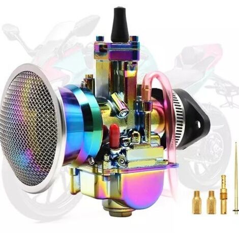 Carburateur universel coloré pour moto PWK34mm compatible avec les moteurs de 200 à 350 cm3 avec interface de filtre à air
