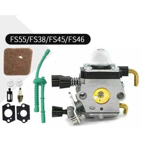 Carburatore per Stihl FS55 FS38 FS55R FS55RC HL45 KM55 FS80 FR85 FH75 FS45 FS46 FS74 FS75 HL75 HS70 C1Q-S63 C1Q-S69 Motore Decespugliatore con Guarnizione Candela Spugna Filtro Tubo--INHHUB