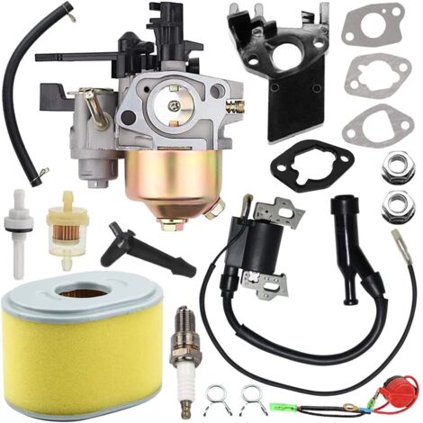 Carburetor, Air Filter, Ignition Coil, Spark Plug for Honda GX160 GX200 5HP 5.5HP 6.5HP Engine WP20 Water Pump 196cc 212cc Go Kart OHV Motor