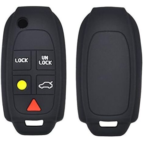 Carcasa de silicona para llave de 5 botones para Volvo XC90, S80, XC70, S60 y V70. Carcasa de acceso sin llave de cinco botones con llavero y protector de llavero.