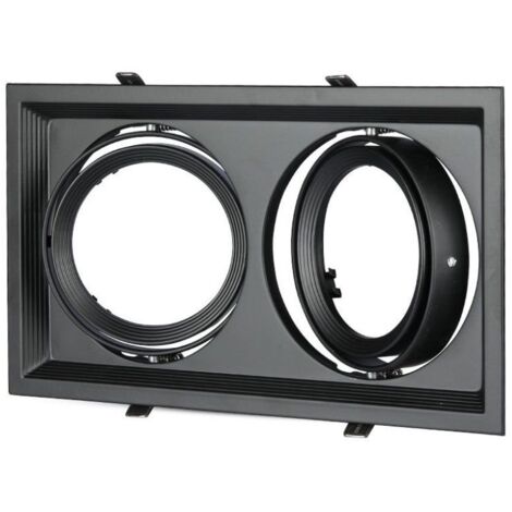 Carcassa Plafoniera Da Incasso Orientabile Rettangolare Per 2 Posti Lampade Led AR111 Cornice Bianco SKU-3582