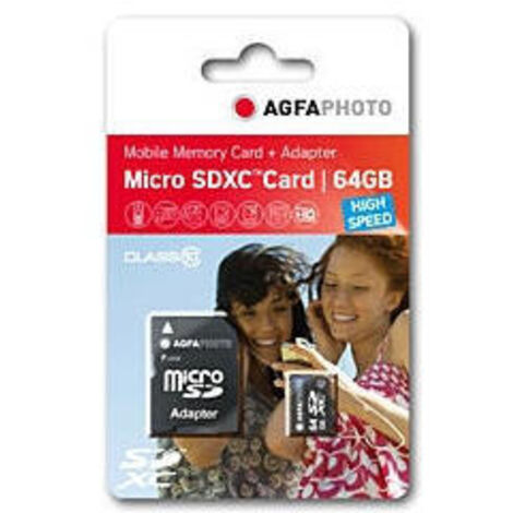 Card AgfaPhoto MicroSDXC UHS-I 64GB High Speed Class 10 U1 + Adapter