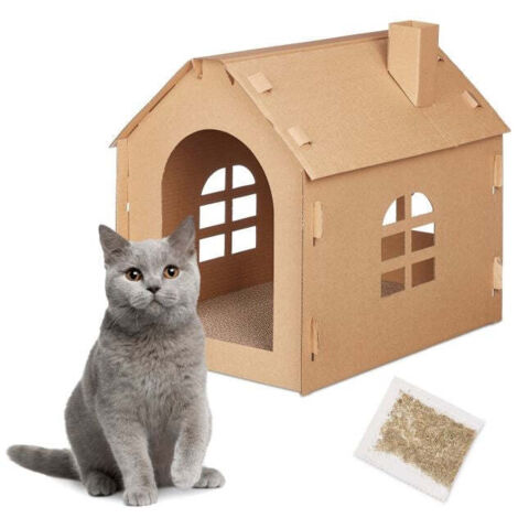 Cardboard cat house scratching board