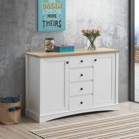 main image of "Carden Sideboard 2 Doors 4 Drawers Buffet Storage Cabinet Cupboard White Oak"
