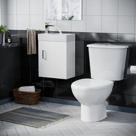 Carder Cloakroom Basin Sink Vanity Unit and Close Coupled Toilet