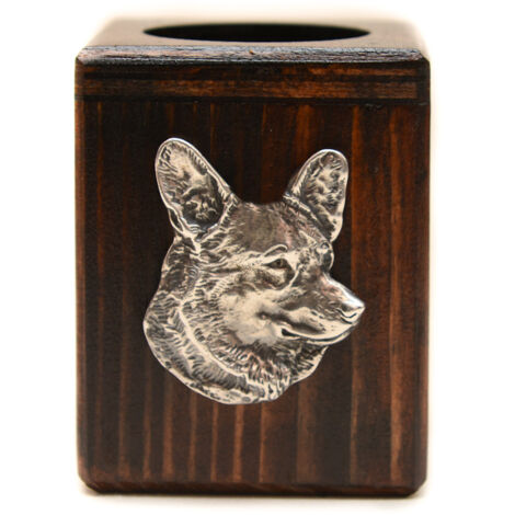 Cardigan Welsh Corgi - candelabro de madera con un perro, un recuerdo único después de la pérdida de un perro, hecho a mano por Art-Dog