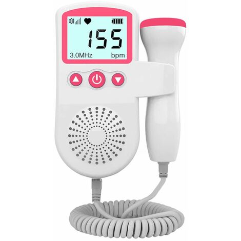 Cardiofrequenzimetro Doppler fetale del bambino per la gravidanza Intervallo di misurazione 50-230 BPM Rilevatore di frequenza cardiaca fetale da 3 MHz con display LCD portatile, rosa