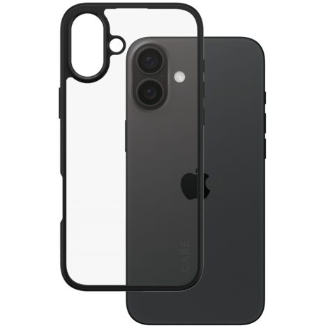 CARE by PanzerGlass® Flagship Case Transparent Urban Combat m. Schwarz Rahmen iPhone 16 Plus