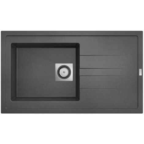 Carea Cuisine & Bain – Évier à encastrer 1 bac réversible 86x50 cm – Carealith® résistant à la chaleur et aux chocs – Livré avec accessoires et notice de pose