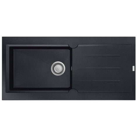 Carea Cuisine & Bain – Évier à encastrer 1 bac réversible – Carealith® noir – Résistant à la chaleur jusqu'à 300°C – Livré avec accessoires de pose