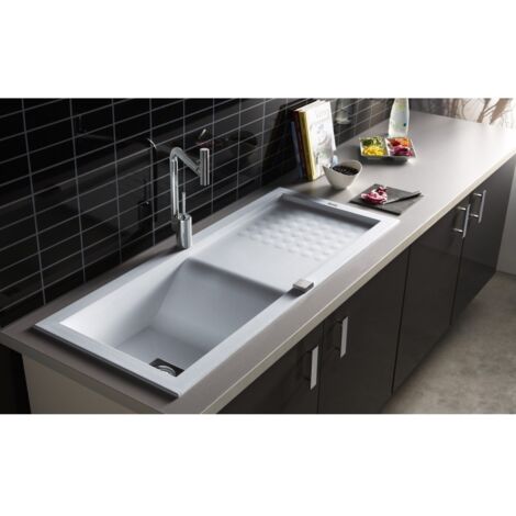 Carea Cuisine & Bain – Évier à encastrer 1 bac réversible – Dimensions 118x50x18 cm – Vidage automatique inclus – Pour meuble de 60 cm