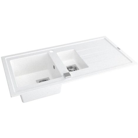 Carea Cuisine & Bain – Évier à encastrer 1,5 bac Carealith® – Réversible 98x50x18 cm – Résistant à la chaleur jusqu'à 300°C – Garantie 7 ans