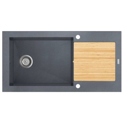 CAREA - Évier 2 en 1 KATLA 1 giga cuve - Couleur - Gris béton