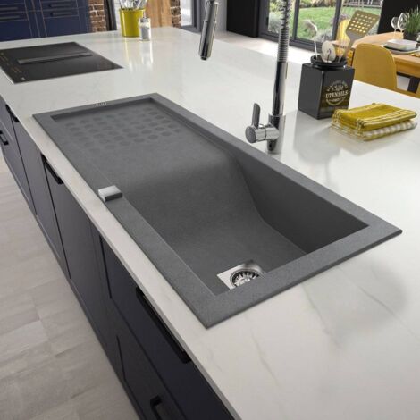 CAREA - Évier à encastrer JONQUE 1 cuve - Couleur - Gris béton