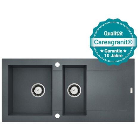 CAREA - Évier Granit BALSA 1,5 bac Gris béton