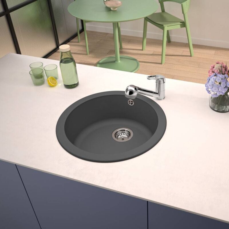 Carea Cuisine&bain - carea - Evier rond sous et sur plan mirade Gris béton