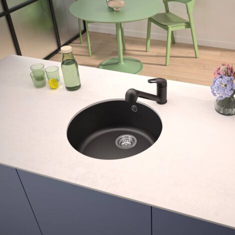 CAREA - Evier rond sous et sur plan MIRADE Noir