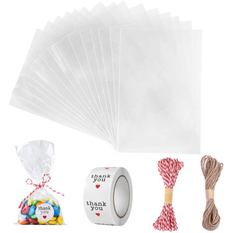 Carehabi 200 pezzi di Sacchetti Cellophane sacchetti in plastica per confezionamento Cellophane Biscotto caramelle con perline regalo