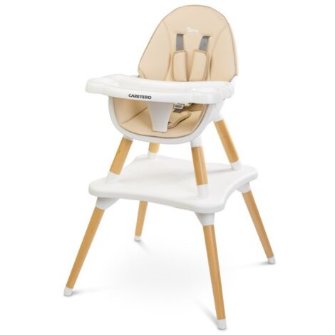 Caretero Tuva chaise haute évolutive beige bois massif