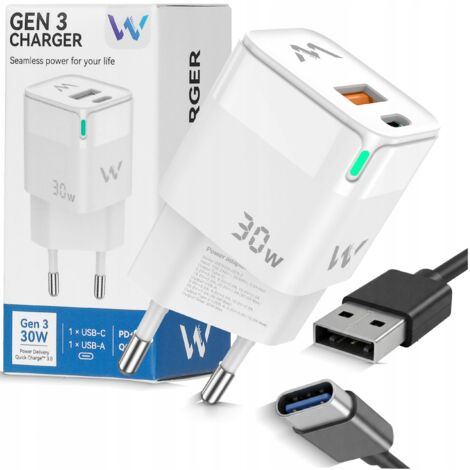 ¡Carga rápida PD original de 30 W Cargador WENOM GEN 3 USB-C + USB-A