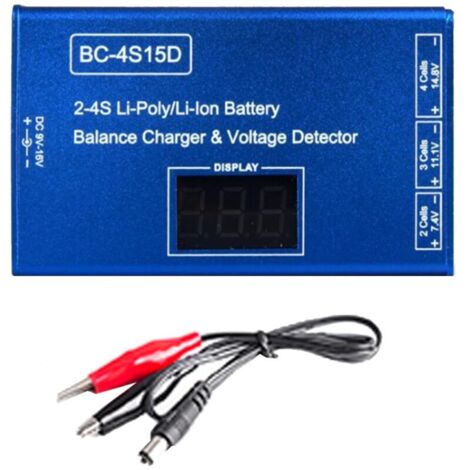 Cargador/balanceador de baterías LiPo/Li-Ion con detector de voltaje y pantalla digital LCD (RC)