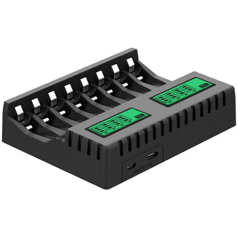 Cargador de batería con pantalla LCD, 8 ranuras, cargadores inteligentes para baterías recargables AA/AAA NiCd NiMh, cargador AA AAA.