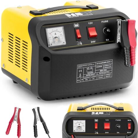 MSW Cargador de batería de coche con arranque auxiliar 12/24 V 45 A
