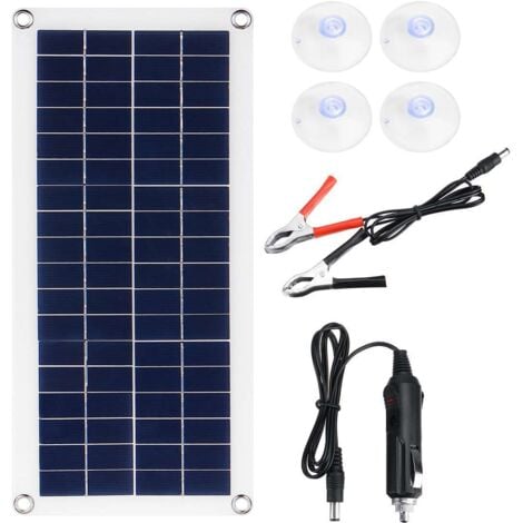 Cargador de batería de panel solar de 20 W, kit de carga lenta portátil para coche, motocicleta y autocaravana.