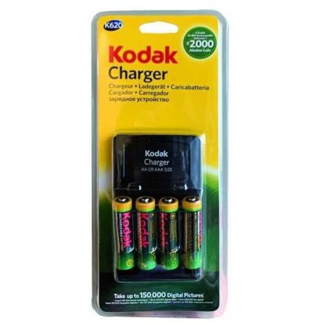Cargador de batería Kodak con 4 pilas AA 2100Nimh