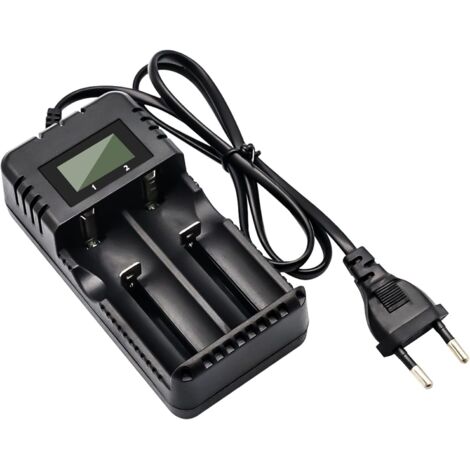Cargador de batería LCD Cargador de batería de iones de litio Pantalla Carga rápida inteligente Cabezal de 2 ranuras Compatible con una variedad de baterías de iones de litio de 3,7 V 26650/18650/1450