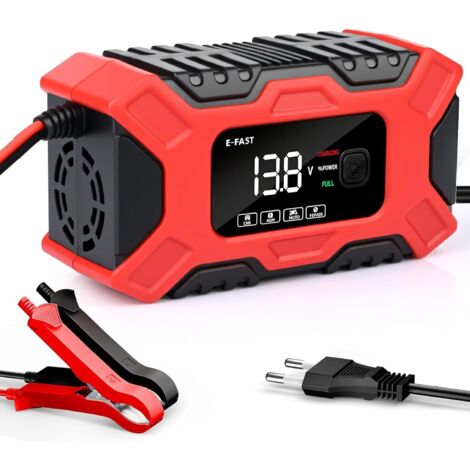 Cargador de batería para coche, 12 V, 6 A, LiFePO4, para motocicleta, con reparación automática y pantalla LCD, inteligente para AGM/Gel/Wet/SLA
