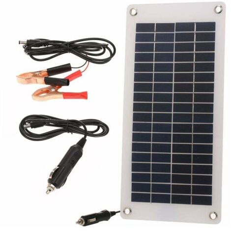Cargador de batería solar para automóvil, mantenedor de panel de energía solar portátil con encendedor de cigarrillos, carga lenta semiflexible para RV, motocicleta, barco, remolque marino, tractor, d