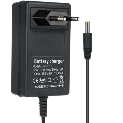 Cargador de baterías de iones de litio de 16,8 V para baterías de litio de 16,8 V, conector de alimentación CC de 5,5 mm x 2,5 mm, adaptador de CA de repuesto para baterías de iones de litio, cargador