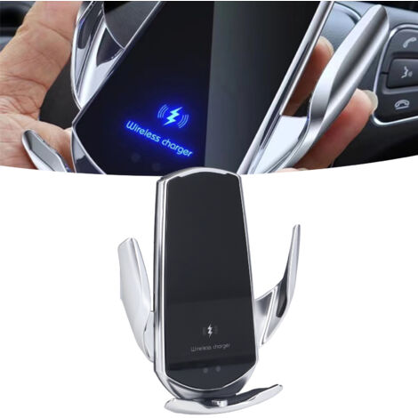 Cargador de coche con soporte para carga inalámbrica inteligente mediante infrarrojos y conector magnético Tipo-C: Sensor fabricado en PC, ABS, silicona y plata.