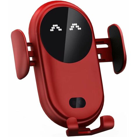cargador de coche inalámbrico de 10w soporte de teléfono inalámbrico soporte de sujeción automático clip cargador de coche de inducción para todos los dispositivos rojo