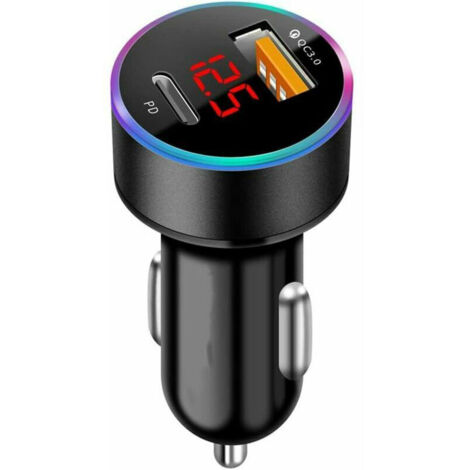 Cargador de coche USB C PD y QC3.0 Cargador rápido USB A para encendedor de cigarrillos para teléfono 13 12 11 Pro Max X XR XS, Samsung, Huawei, tableta