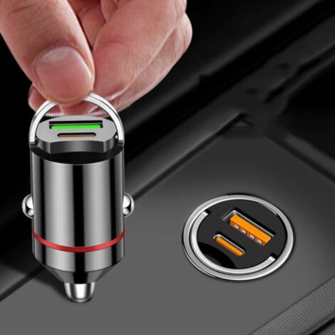 Cargador de coche USB ultrarrápido de 100 W, adaptador USB-A/USB-C para encendedor de cigarrillos.