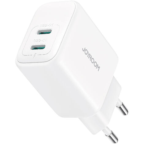 Cargador de pared 2x USB-C 20W PD QC 3.0 - Blanco