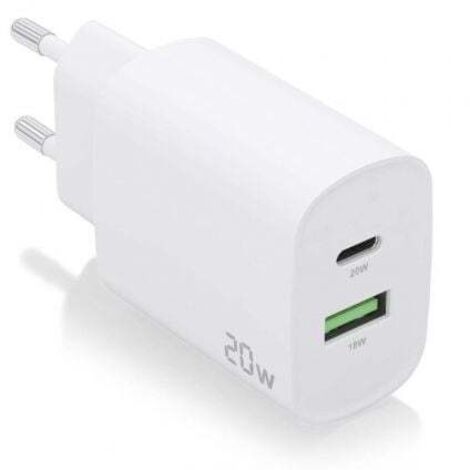 Cargador de Pared Aisens A110-0754/ 1xUSB Tipo-C/ 1x USB/ 20W