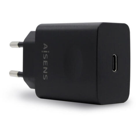 Cargador de Pared Aisens ASCH-1PD20-BK/ 1xUSB Tipo-C/ 1.66A