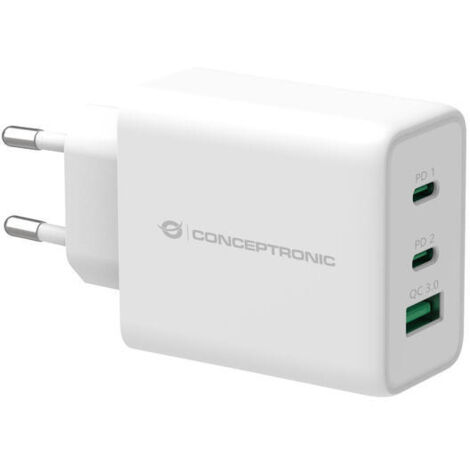 CARGADOR DE PARED QUICK CHARGE 3.0   PD  2 PUERTO USB-C  1 PUERTO USB-A CONCEPTRONIC ALTHEA 65W