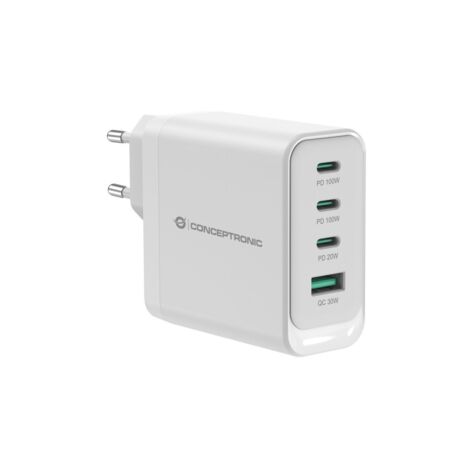 CARGADOR DE PARED QUICK CHARGE 3.0 PD PPS 3 PUERTOS USB-C 1 PUERTO USB-A CONCEPTRONIC ALTHEA 100W